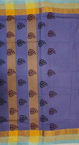 PL Salem Sarees Hand Block Printed Saree